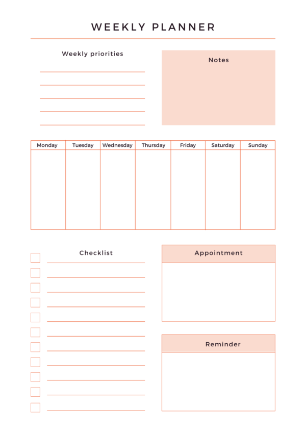 Minimalist Weekly Planner PDF  – Organize Your Week with Style and Simplicity